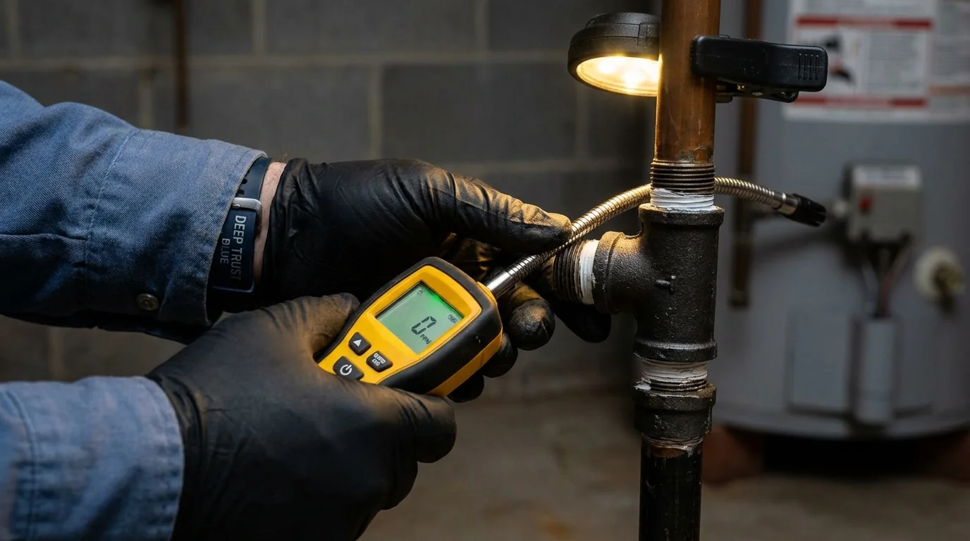 Gas leak detection with electronic sniffer by Johns Plumbing LLC in Mount Hope