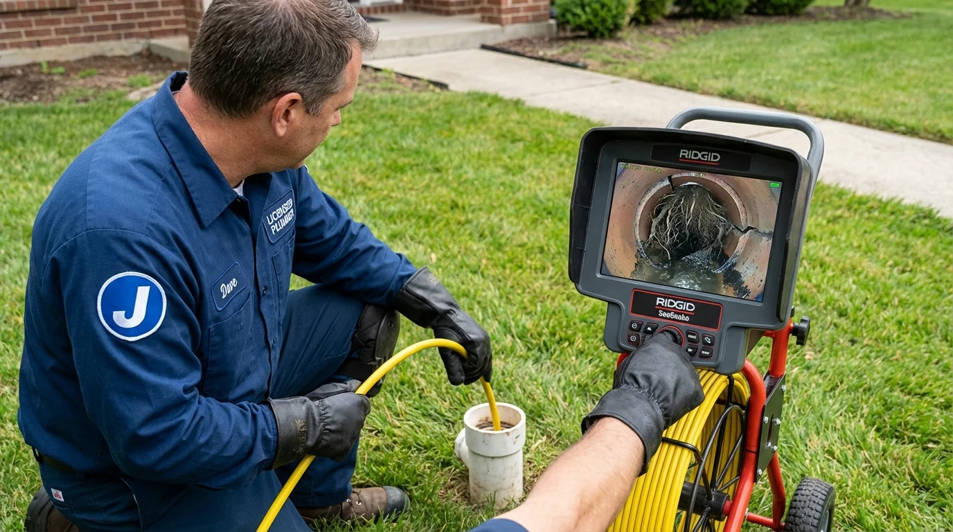 Sewer camera inspection being performed by Johns Plumbing LLC in Mount Hope