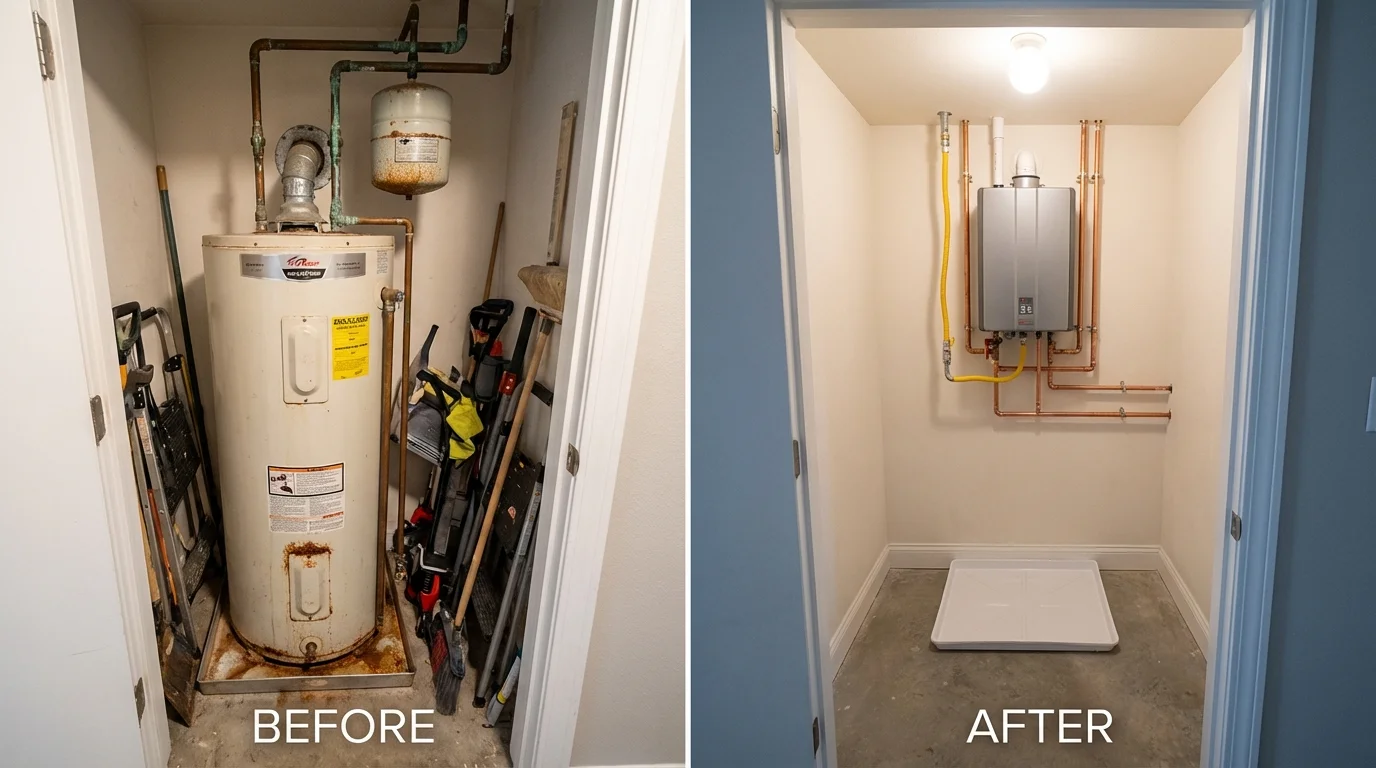 Tank water heater versus wall-mounted tankless unit comparison for Mount Hope, WV homeowners